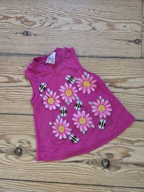 ICZ Pink Floral Bee Tank Top Toddler Girls Size 5